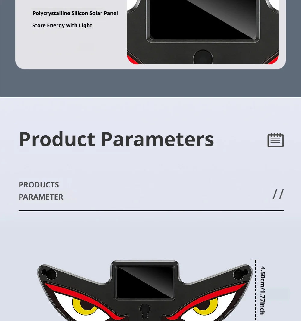 SEAMETAL Car Dynamic Expression Light Neon LED Solar Type-C Rechargeable Wireless Devil's Eyes Light Smart Sensor Universal Fit