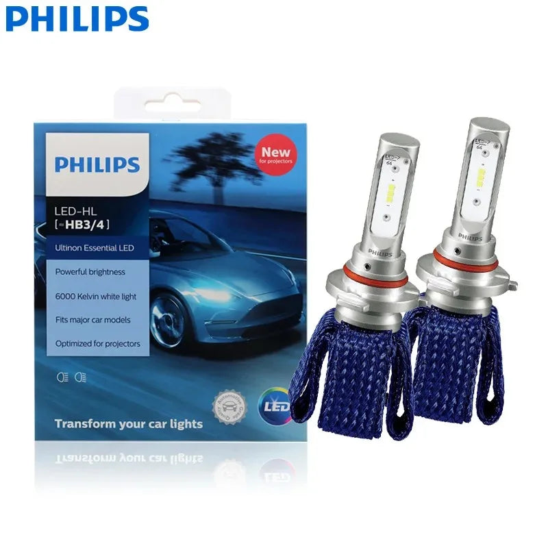 Philips LED H4 H7 HB3 HB4 H8 H11 H16 Ultinon Essential Auto svetlá 6000K Jasný biely HIR2 9012 9005 9006 LED Upgrade žiarovky