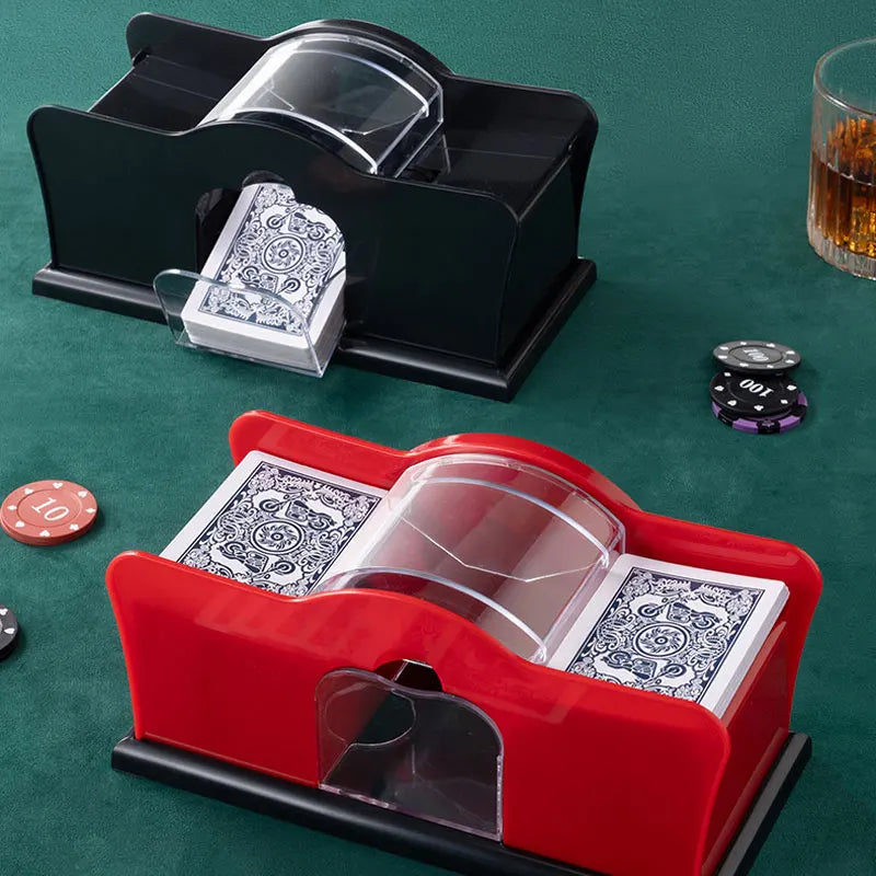 Manual Two-Deck Card Shuffler with Hand Crank