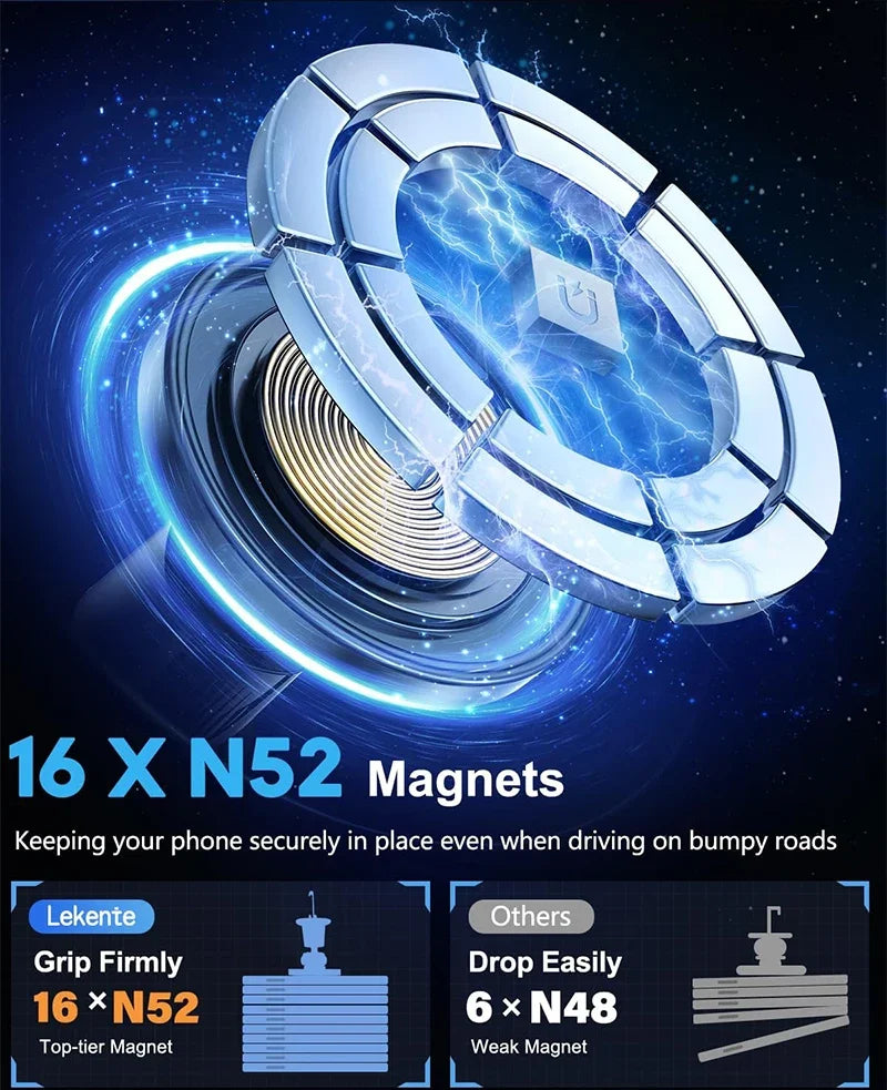 UYUXIO Strong Magnetic Wireless Car Phone Charger Adapter 15W Air Vent Car Phone Holder for iPhone 16 15 14 13 Pro Max Plus 12 