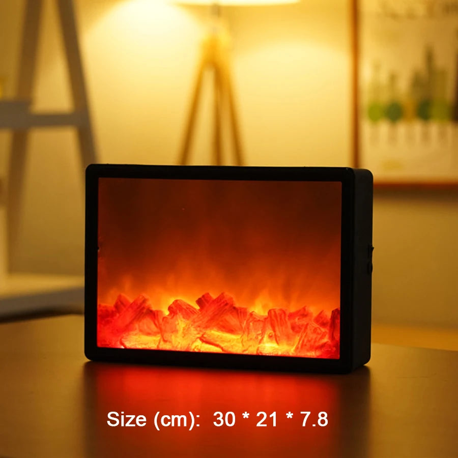LED Flame Effect Night Light, Nordic Style Fireplace Decor