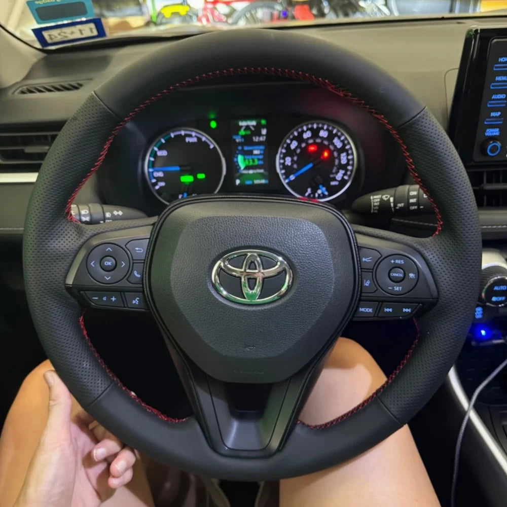 Testreszabás kézi varrás microfiber bőr autó kormányvédő kiegészítők Toyota RAV4 SUV 2019-2024 Avalon 2019-2022