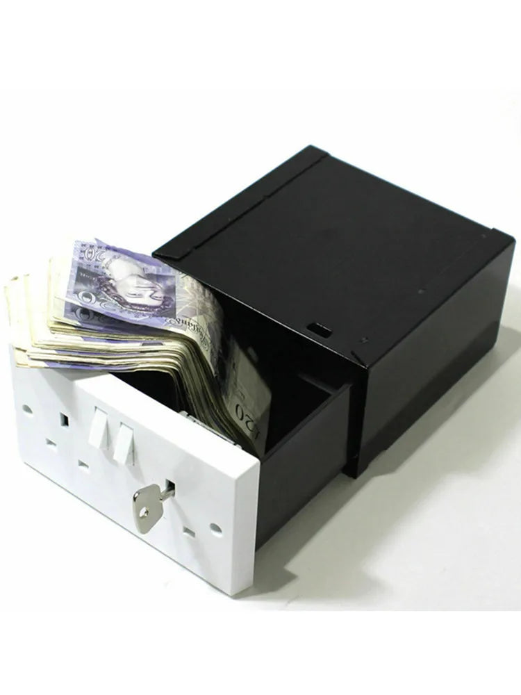 UK Double Plug Socket Hidden Safe Wall Stash Box with Key