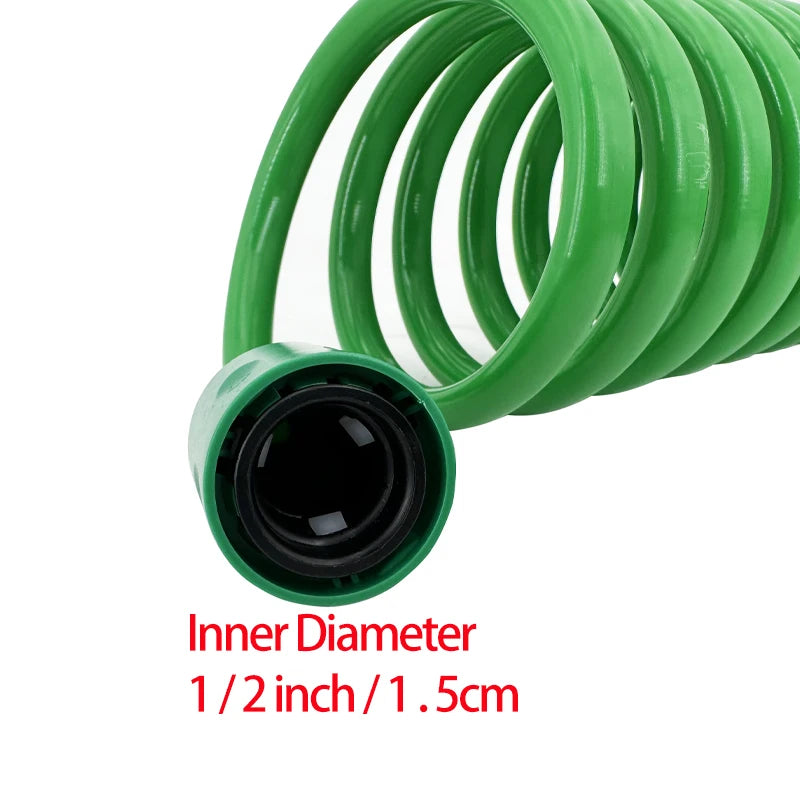 Green Coiled Garden Hose, 7.5–30m Length Options