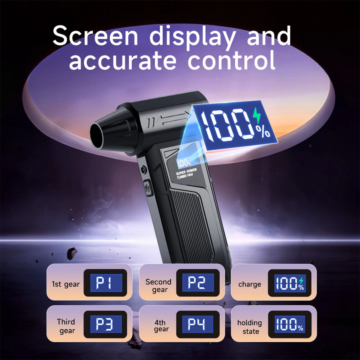 【2025 New】Wireless Jet Fan Brushless Motor Turbo Air Blower For Car Cleaning With LED Light Digital Display Portable Outdoor Use 