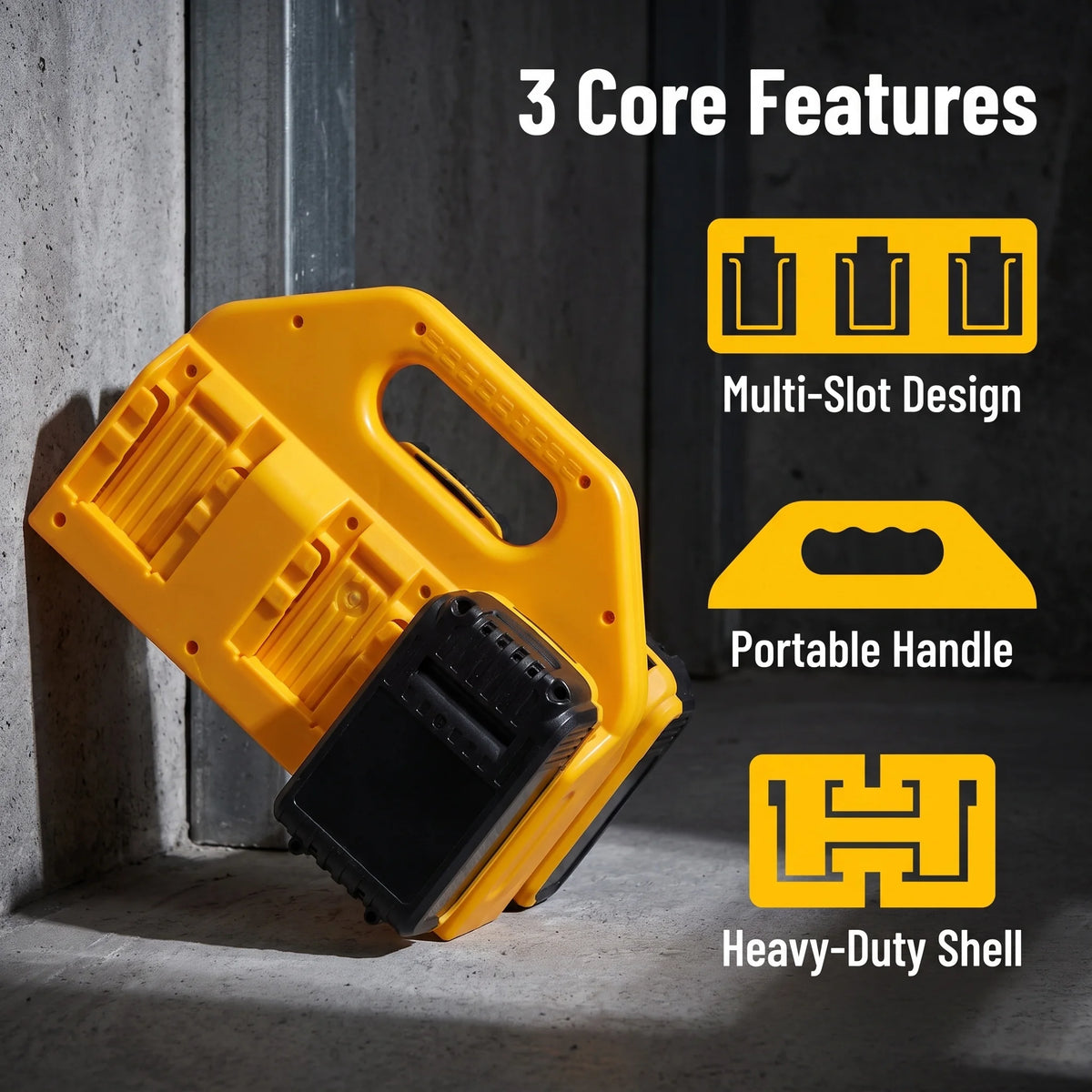 6-Slot Power Tool Battery Storage Caddy with Handle
