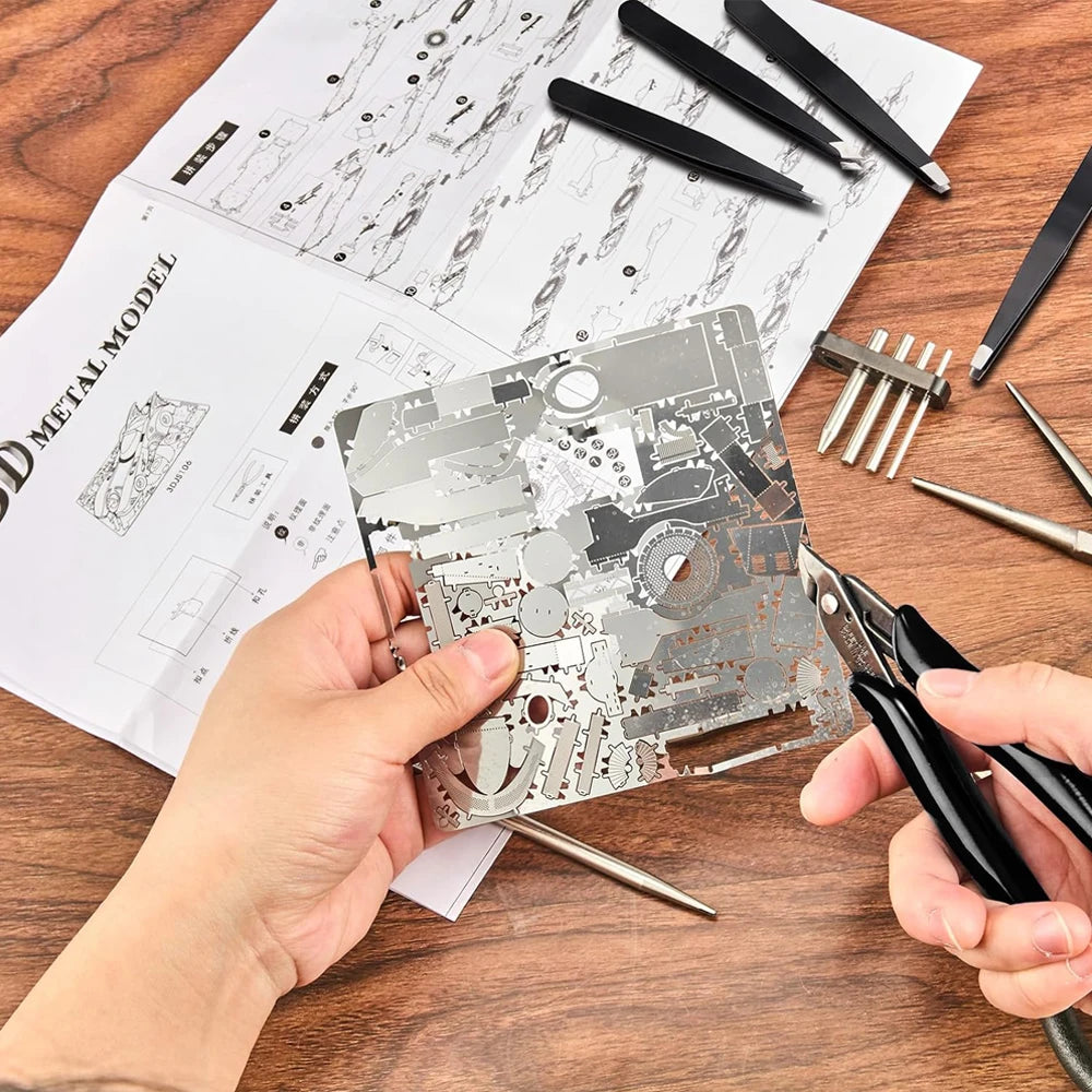 Kit di utensili per modelli in metallo, con utensile per piegare bordi lunghi, utensile per torcere, forme cilindriche e coniche, per puzzle in metallo