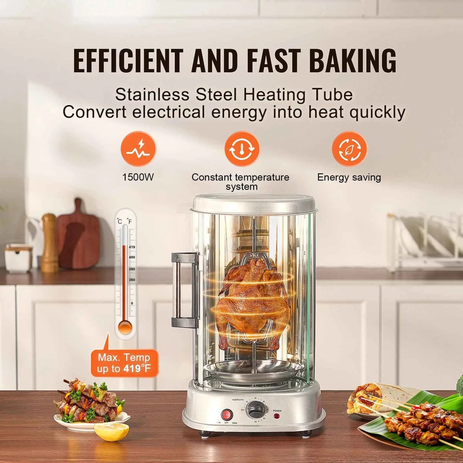 Vertical Electric Shawarma Grill Machine Stainless Steel