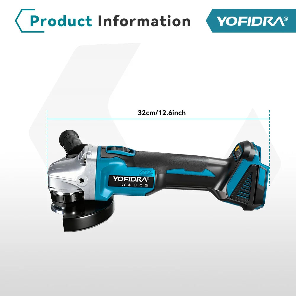 Yofidra 125mm Brushless Angle Grinder with 4-Speed Control