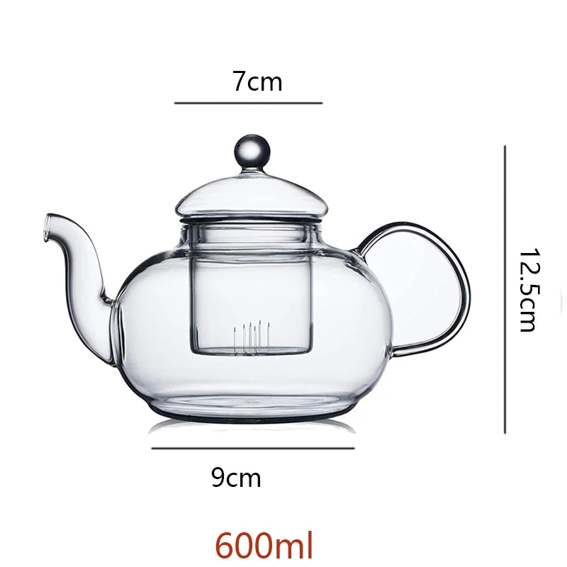 Borosilicate Glass Teapot with Infuser, 400–1000ml