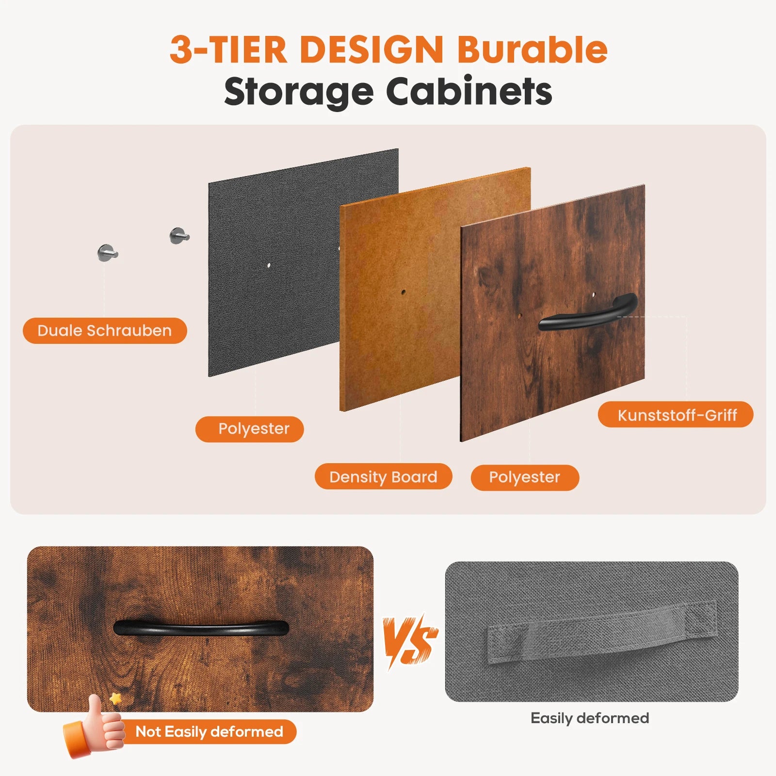5-skuffers smal kommode med stofkasser til opbevaring på soveværelset