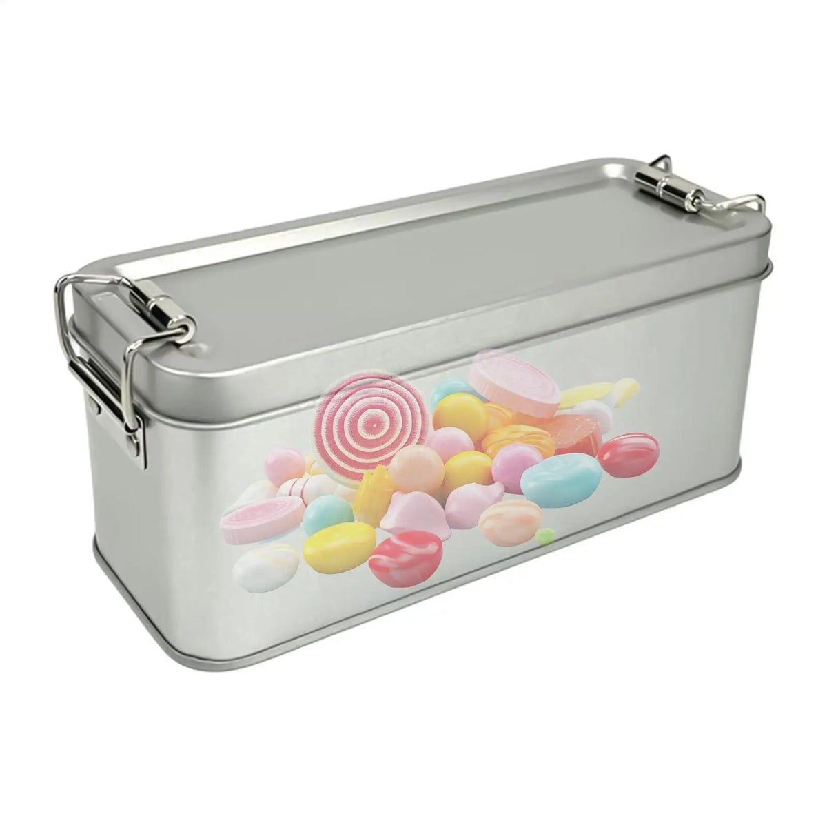 Rectangular Tinplate Box with Buckle Lid for Sweets and Herbs
