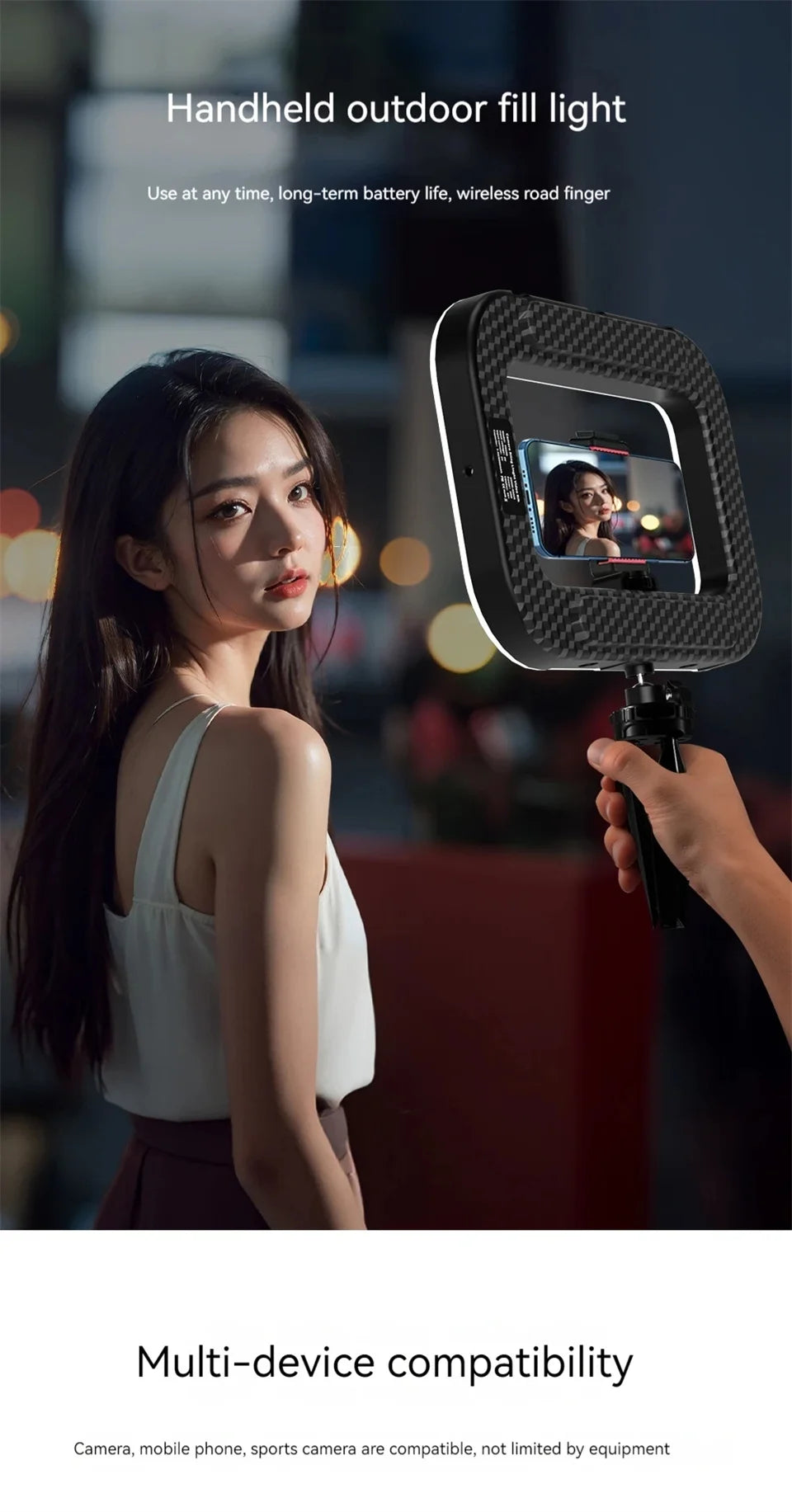 Rechargeable Video Fill Light - Tripod Options