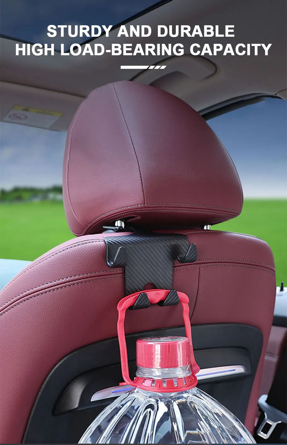 SEAMETAL Multifunctional Car Hook Headrest Seat Back Hanging Hook Carbon Fiber Decoration Large Load-Bearing Hanger for Rear Row