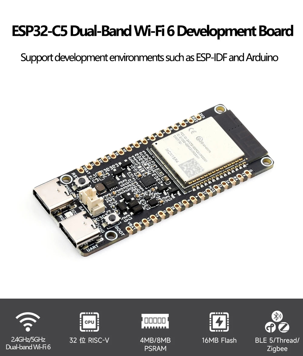 ESP32-C5 Dual-Band Wi-Fi 6 Development Board