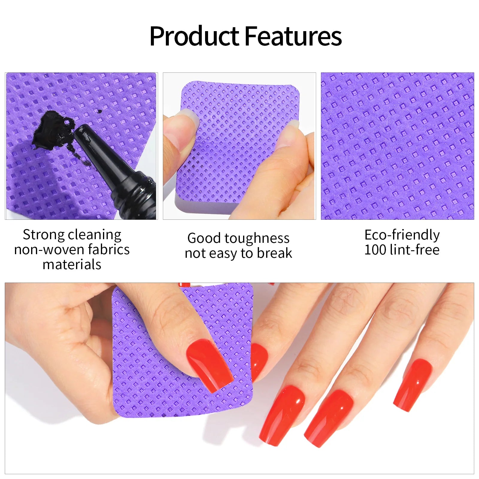 Lint-Free Nail Polish Remover Cotton Wipes UV Gel Tips Remover Cleaner Paper Pad Nails Polish Art Cleaning Manicure Tools 