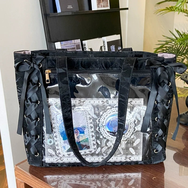 Sac cabas d’affichage avec nœud et dentelle
