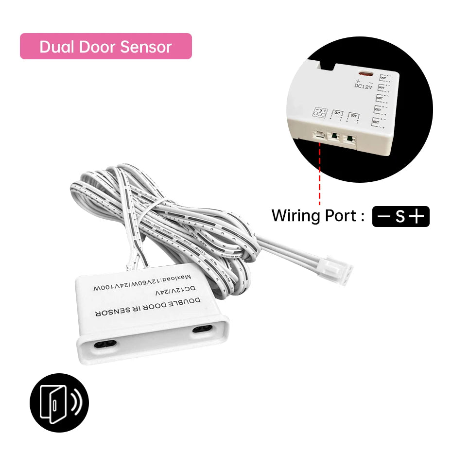 DC12V-24V Dupont Door Sensor Switch Dual Door Motion Detection Control for Cabinet Wardrobe Closet LED Lighting Decor