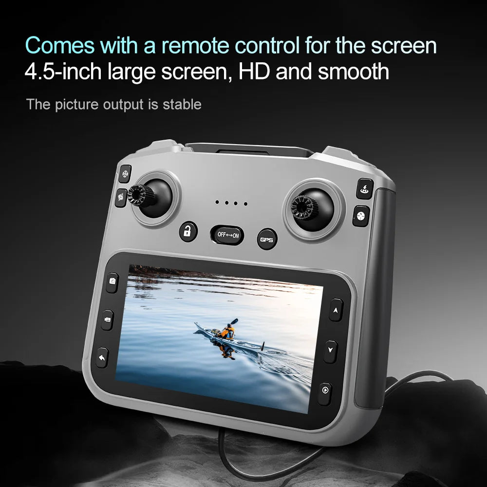 NEW V168 Pro MAX GPS Drone 4K Professional 1080P HD Camera 5G WIFI FPV Drone Brushless Motor 2 Batteries 4.5 Inch Large Screen Remote Control Quadcopter Boys Toys