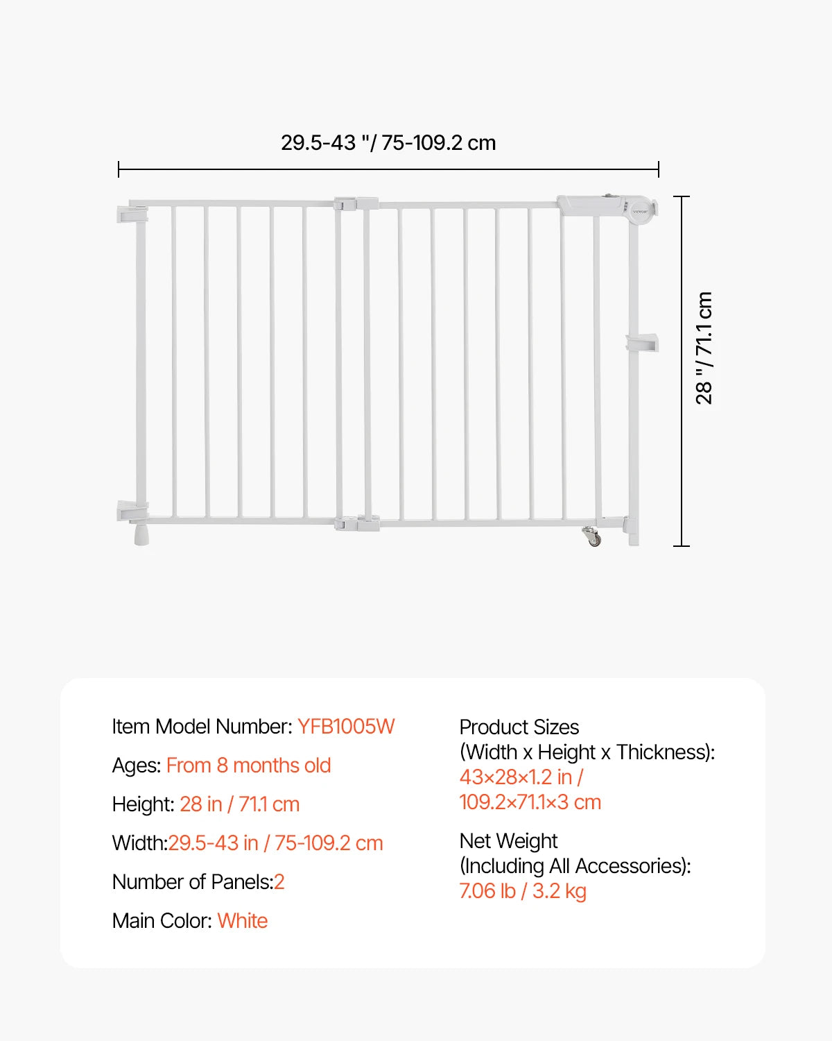 Adjustable Baby Gate for Child and Pet Safety