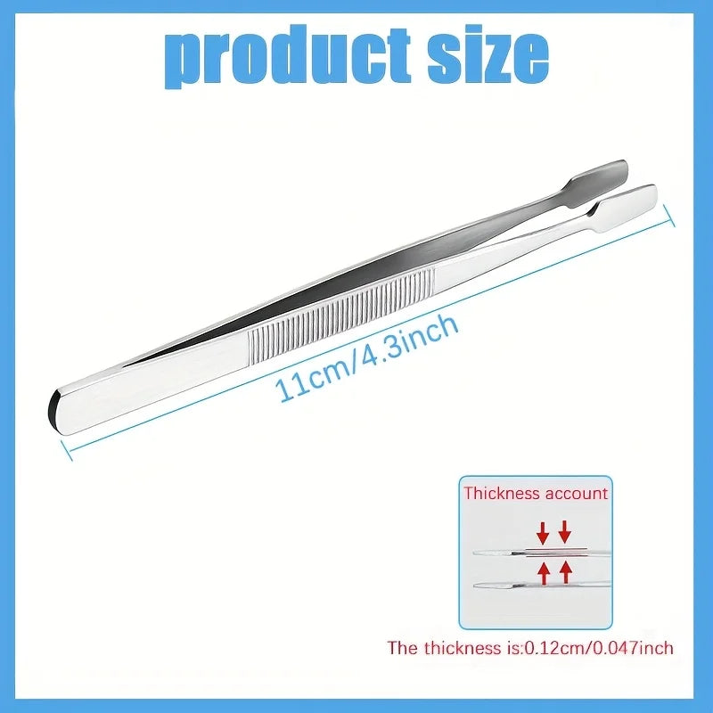 Flat-Tip Stainless-Steel Stamp Tweezers