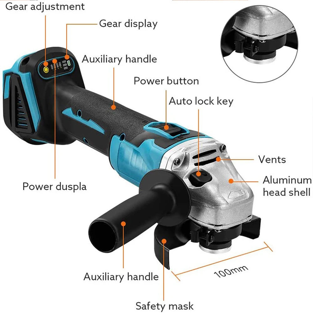125mm Brushless Electric Angle Grinder and Impact Wrench Combo Kit