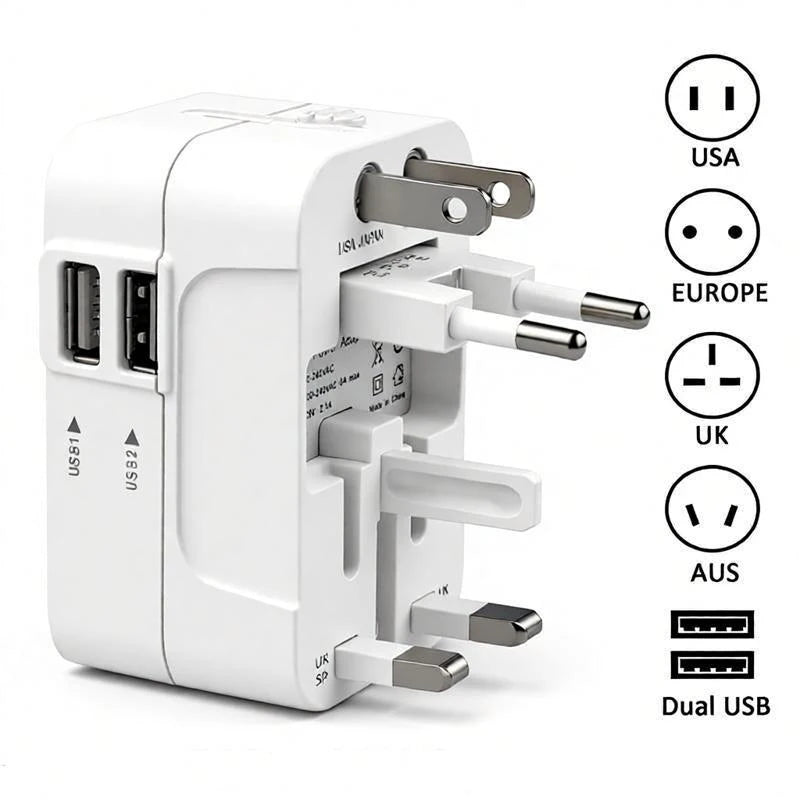 HHT202 Travel Plug Adapter with USB Ports
