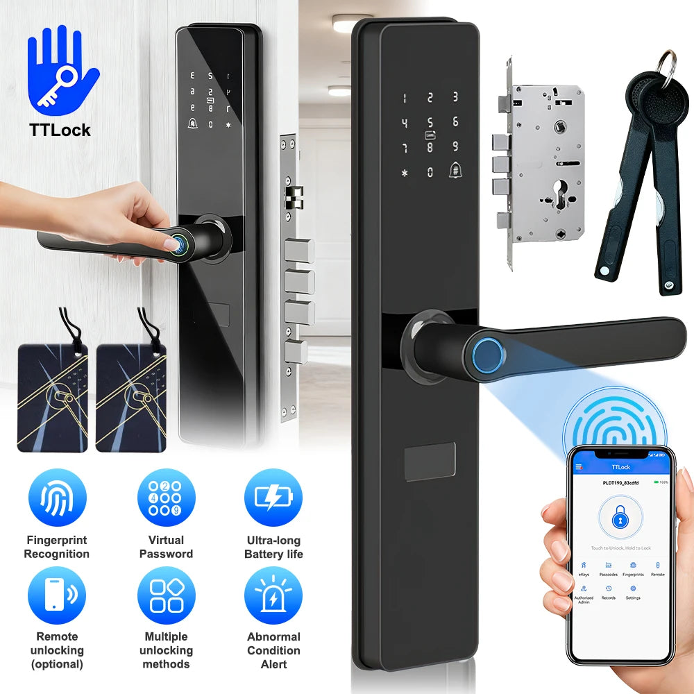 Smart Door Lock with Fingerprint, Password, Card and Remote Access