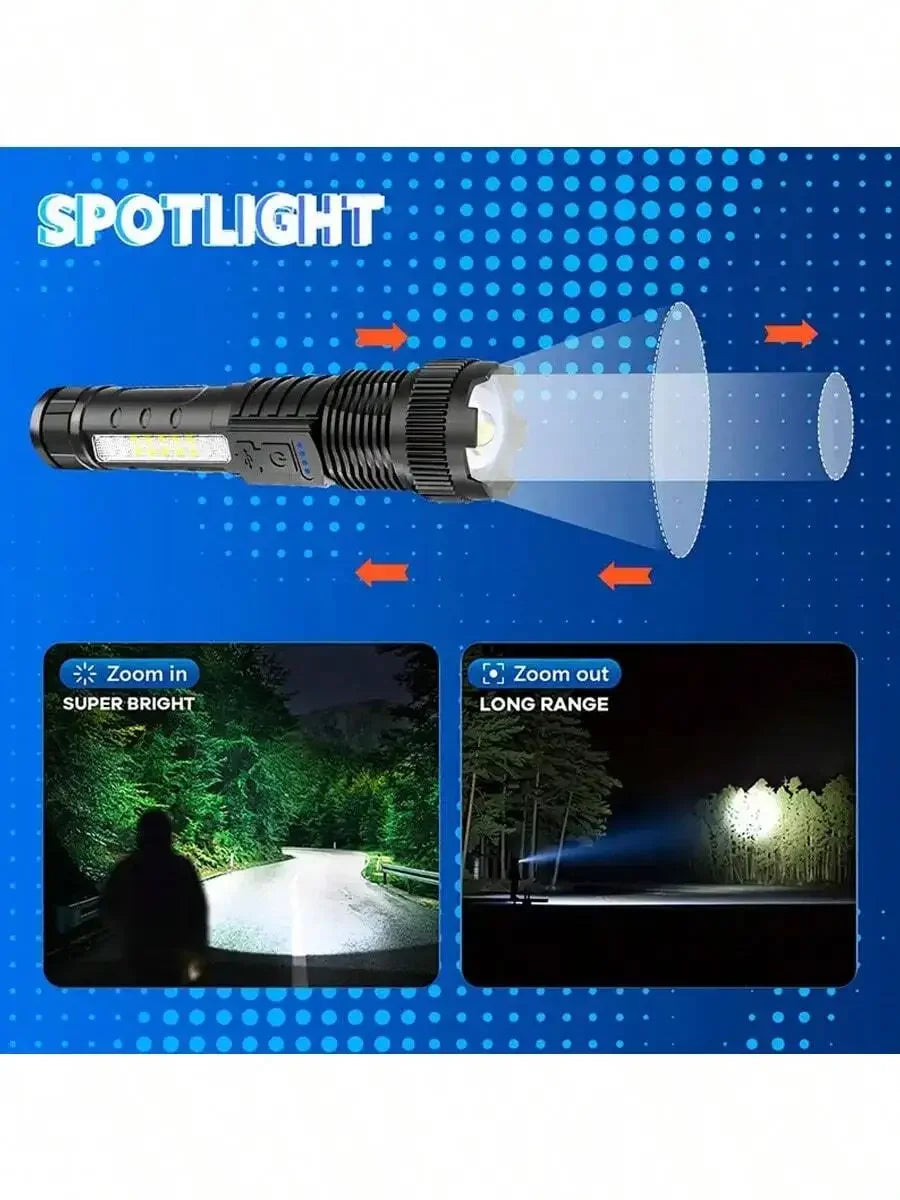 2 Piece Tactical Flashlight USB C Rechargeable 7 Modes