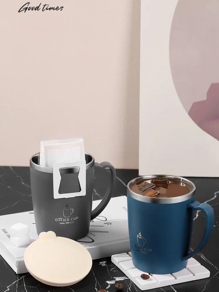 Portable Thermal Water Bottle 350ml Thermos Mug 304 Stainless Steel Coffee Cup with Handle Leak-Proof Vacuum Flask Insulated Cup 