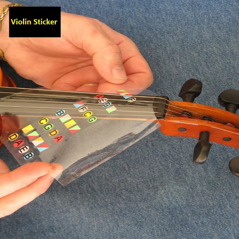 Fargekodet gripebrett-notatguide for 4/4-violin