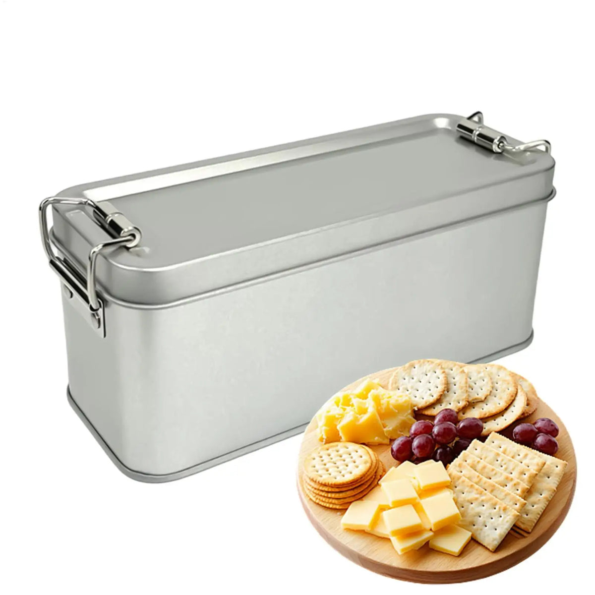 Rectangular Tinplate Box with Buckle Lid for Sweets and Herbs