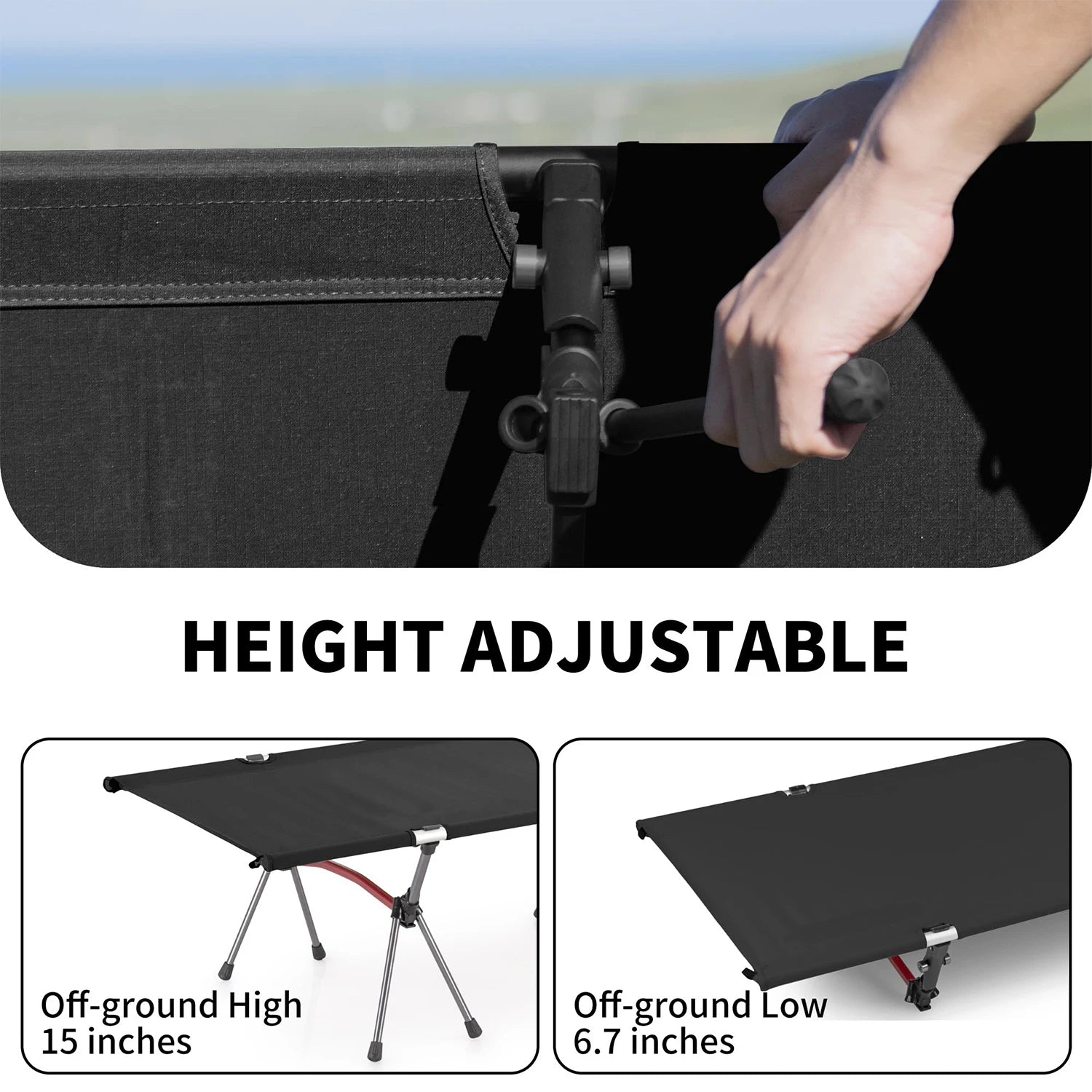 Portable Folding Camping Bed with Height Adjustment