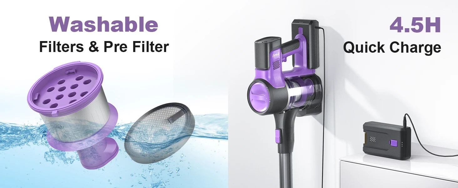 Aspirator vertical fără fir 30Kpa 350W cu autonomie de 50 de minute
