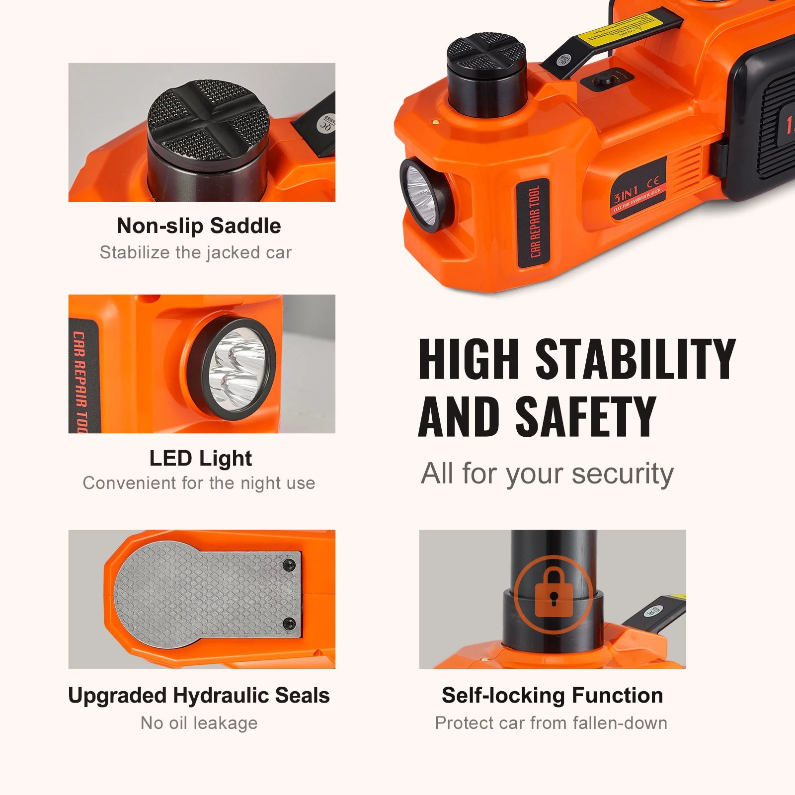 5-Ton Electric Car Jack with Built-In Inflator for Roadside Use