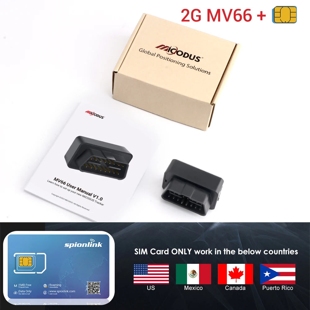 Mini OBD GPS MiCODUS MV66 Car Tracker No Monthly Fee Realtime Car Tracking Device Shake Alert Geofence Free APP 