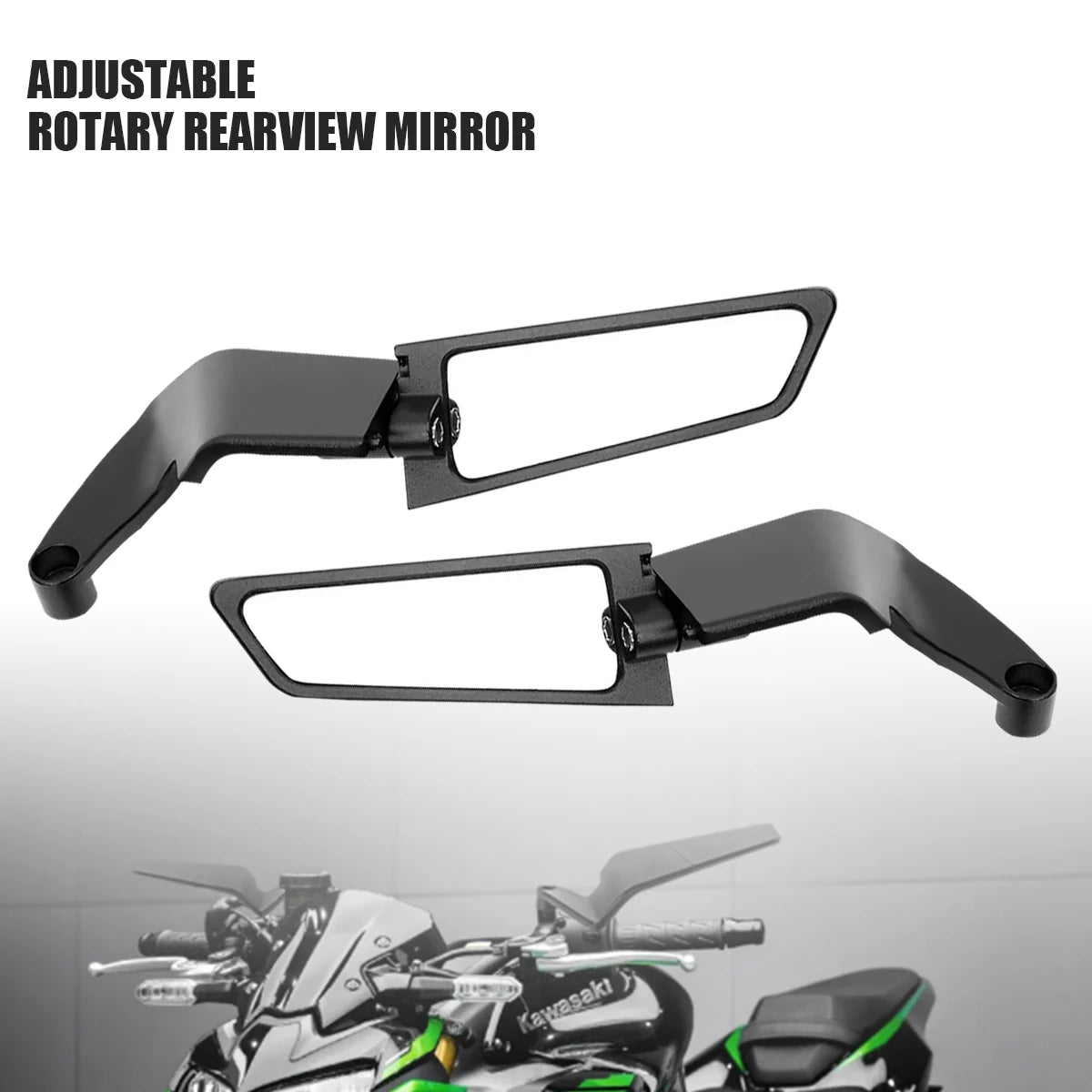 For Kawasaki Z900 Z650 2021 2022 2023 Motorcycle Mirrors Stealth Winglets Mirror Kits Adjustable Mirrors Motorcycle Wing Mirrors 