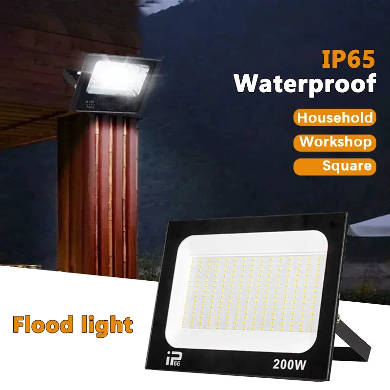 LED Floodlight Outdoor IP66 Waterproof Path Light Spotlight 10W 20W 30W 50W 100W 200W Outdoor Garden Porch Courtyard Lamp AC220V
