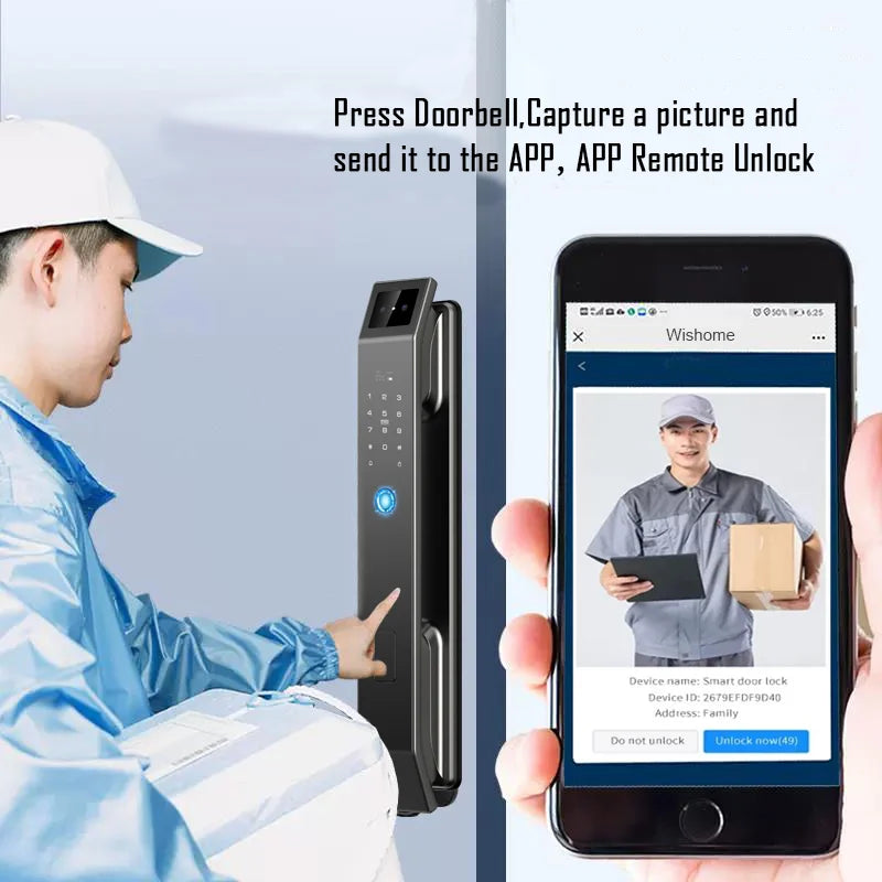 Face Recognition Digital Door Lock with Camera, Fingerprint & Keyless Entry
