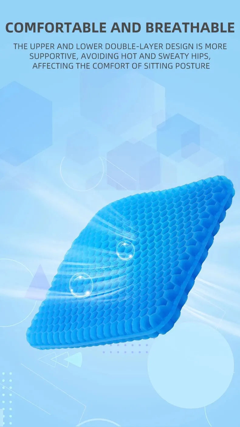 Gel Seat Cushion Summer Breathable Honeycomb Design For Pressure Relief Back Tailbone Pain - Home Office Wheelchair Chair Cars 