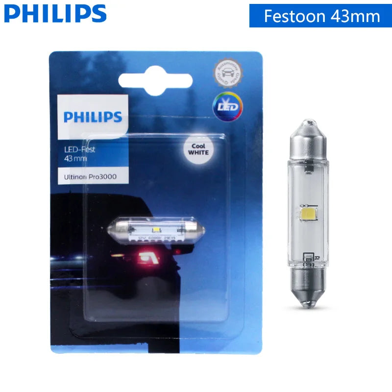 Philips Ultinon Pro3000 C5W LED Fest 38mm 30mm 43mm Festoon Auto Signal Seitenlampe 6000K Kaltweiß Innenraum Leselicht(1STK)