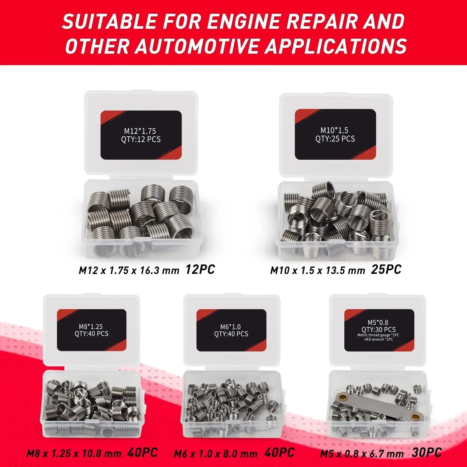 HSS Helicoil Thread Repair Kit SAE and Metric with Thread Gauge