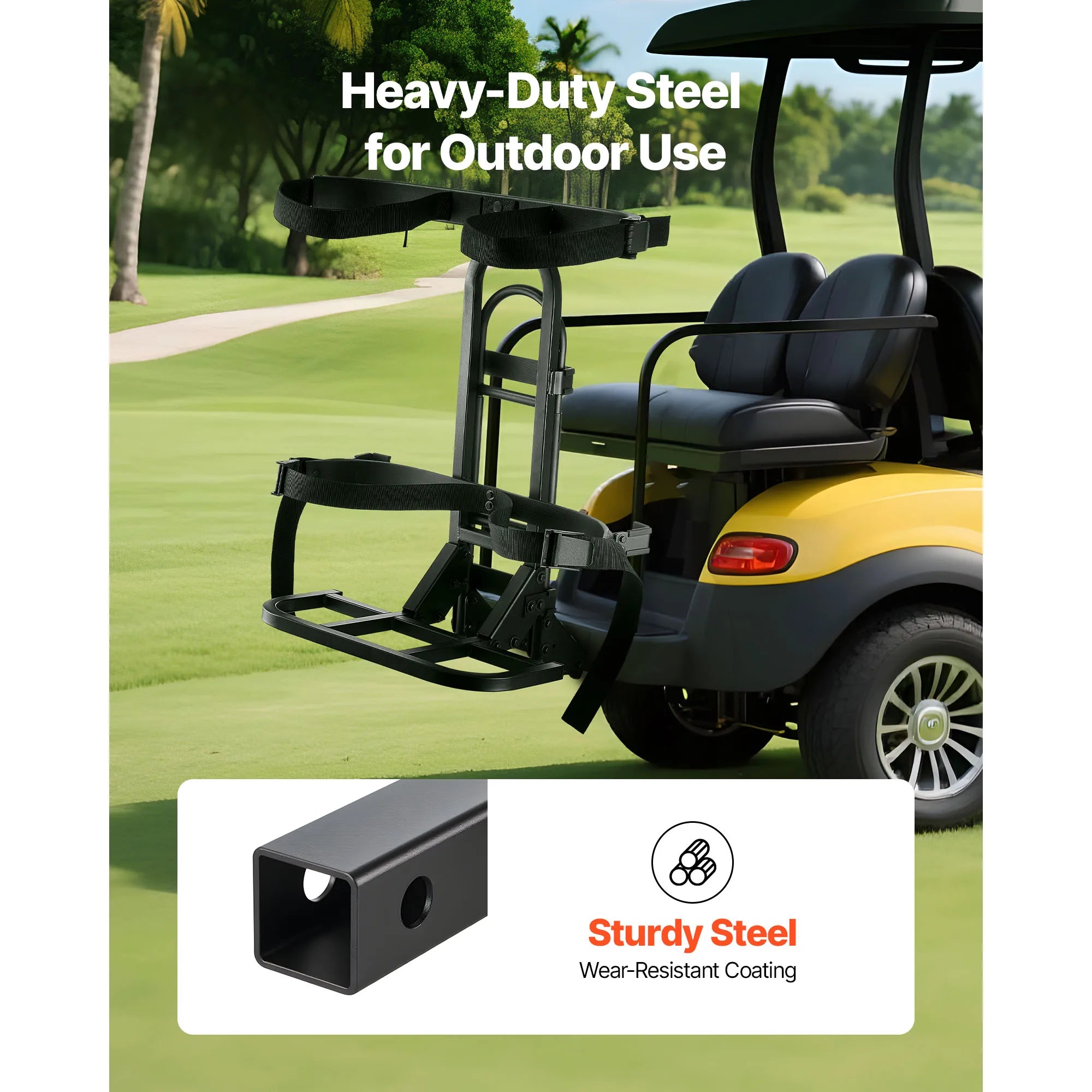 SucceBuy Golfwagen Rücksitz-Taschenhalter 70,7 x 40,9 x 78,5 cm, kompatibel mit den meisten Golfwagen mit hinterer Sitz-Griffstange, Schwarz