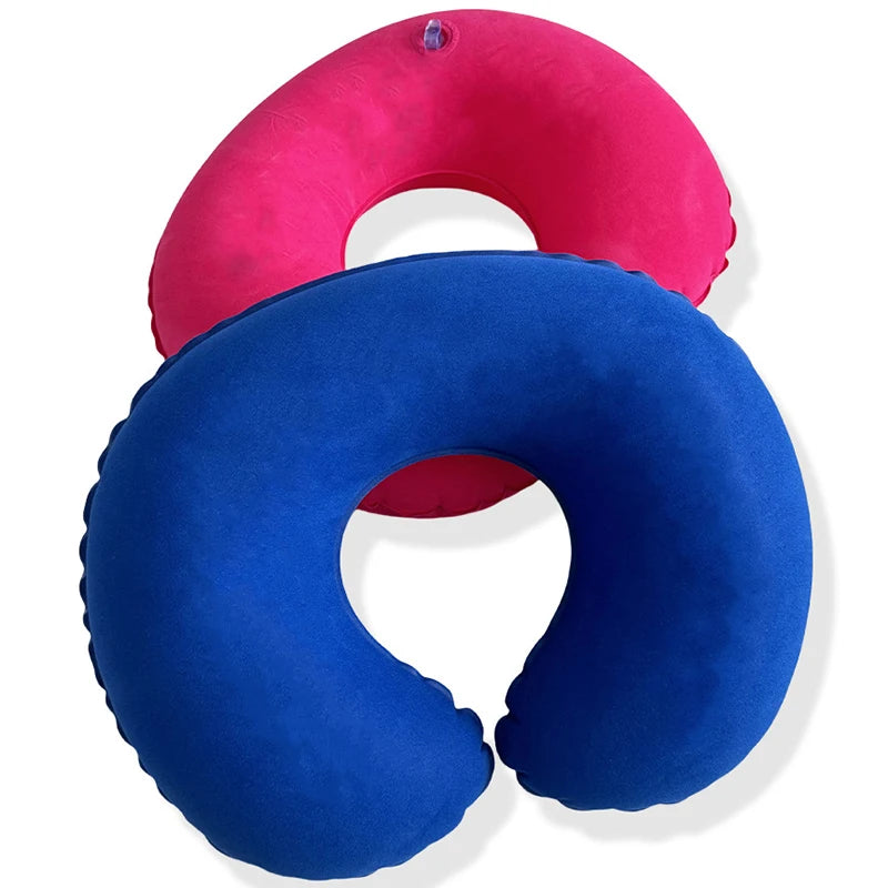 Almohada de viaje inflable para el cuello en forma de C