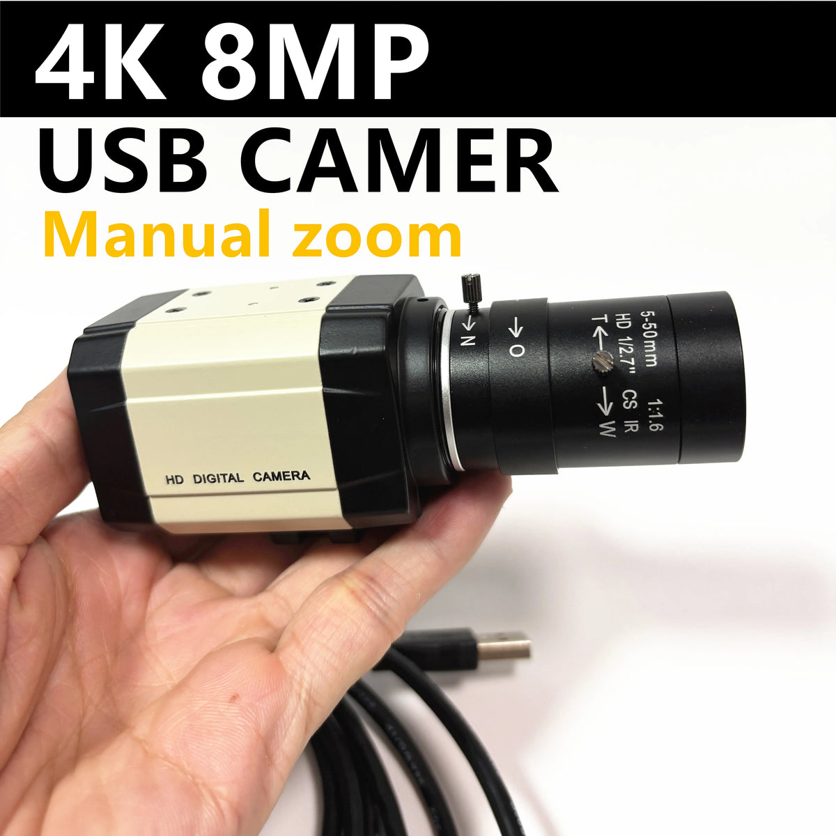 4MP 30fps USB Webcam with Varifocal Zoom Lens