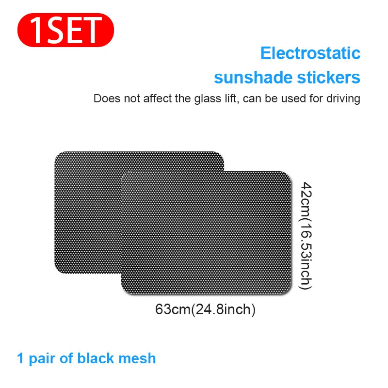 SEAMETAL 2Pcs Car Side Window Sun Shade Film Electrostatic Sunshade Sticker Summer Sun Protection Anti Glare UV Blocking Film