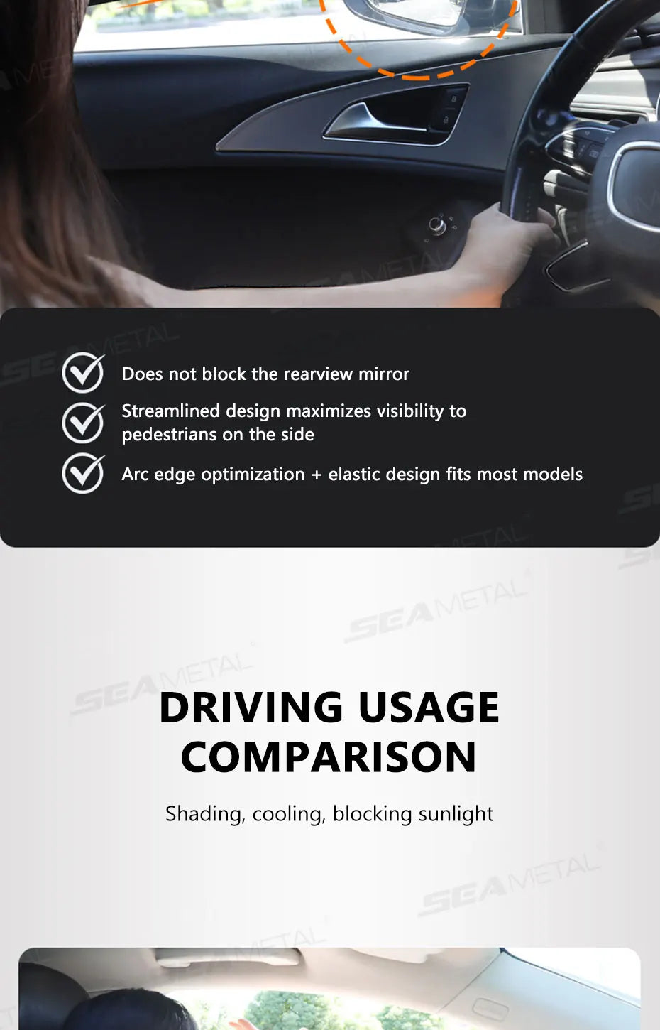 SEAMETAL 4-Layer Sun Shade Cover for Car Side Window Ultra-Light Electrostatic Curtains Sun Protection for Baby 99.9% UV Blocker