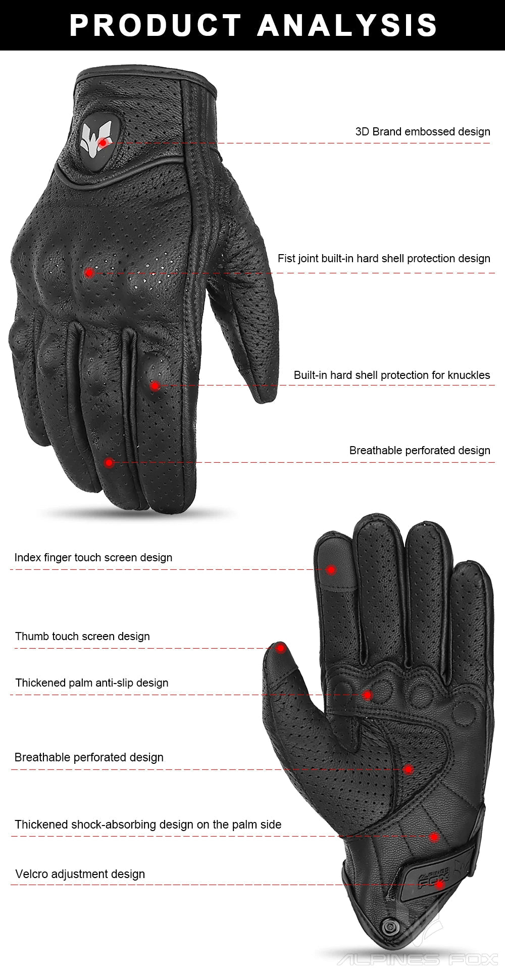 2023 Summer New Vintage Leather Motorcycle Gloves Men Black Wear-resistant Guantes Touchscreen Anti-slip Retro Motobiker Luvas 