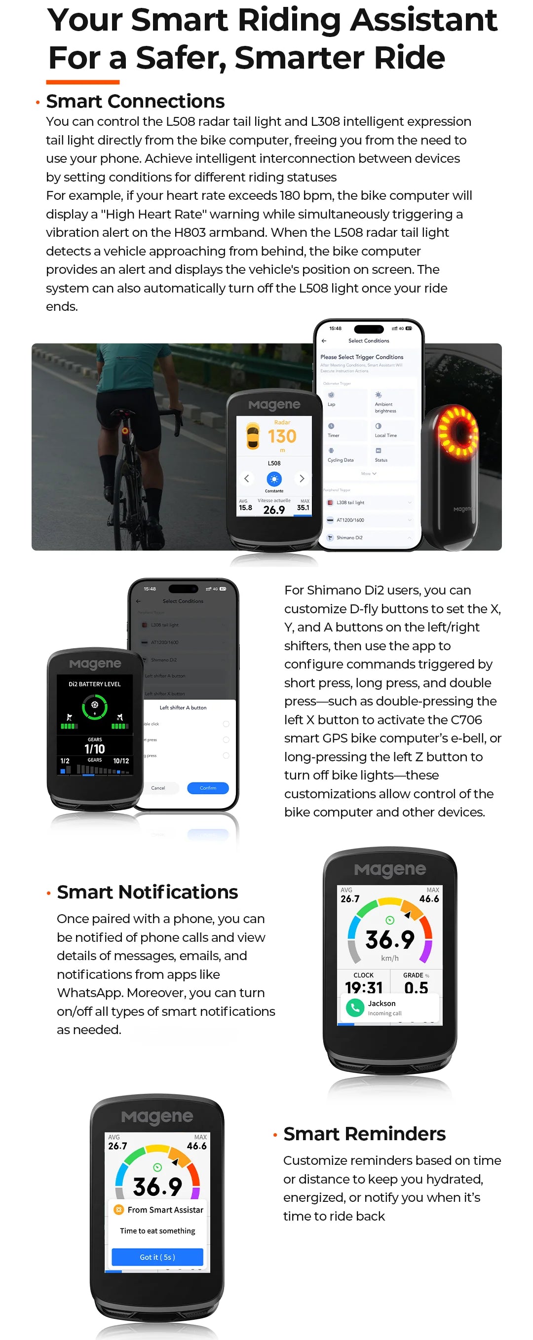 Computer per bici GPS Magene C606V2 con navigazione touchscreen da 2,8"