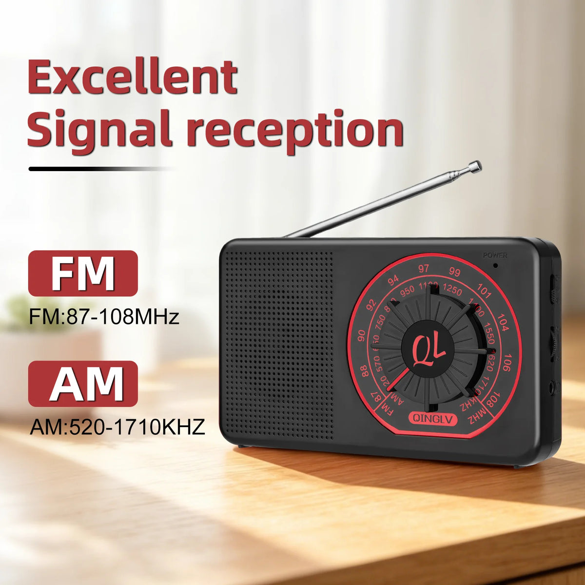 Portable AM/FM/SW Radio QL-11 with Speaker and Earphone Jack